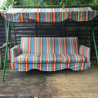 striped fabric for recovering swing seat