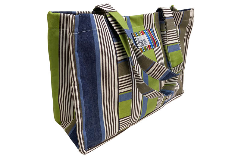 Blue, Lime Green, Khaki Grey Stripe Extra Large Beach Bags | The ...