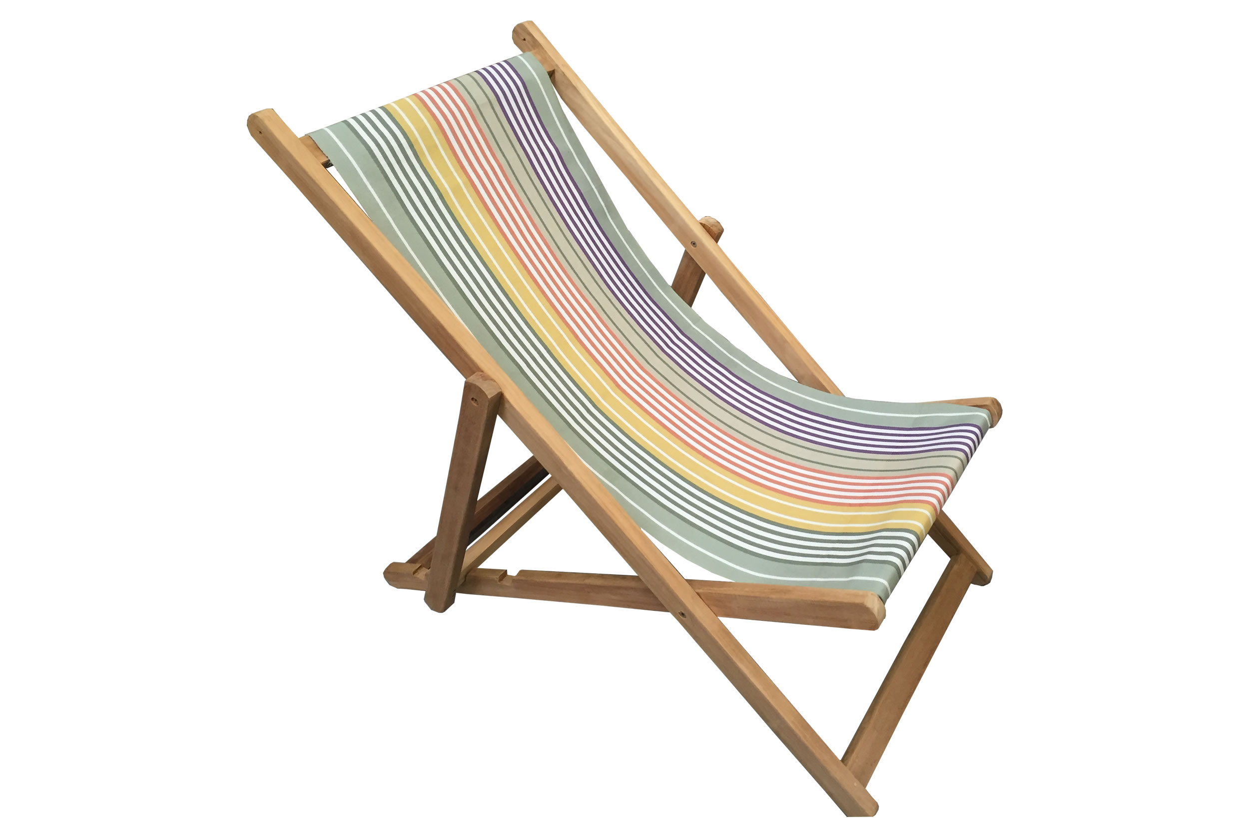 Striped Deckchair Canvas Fabric Sage Green, Purple, Mustard Stripes