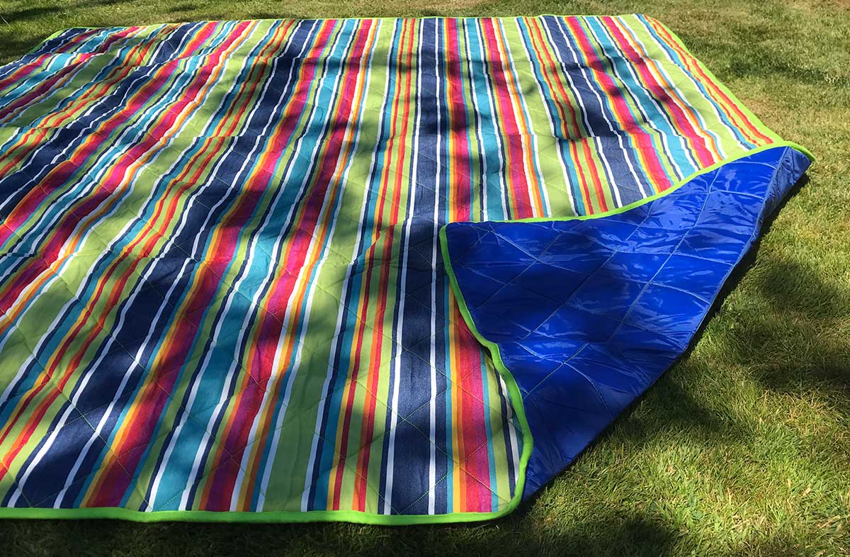 Colourful Stripe Picnic Mat with Bolster Carry Bag | The Stripes Company UK