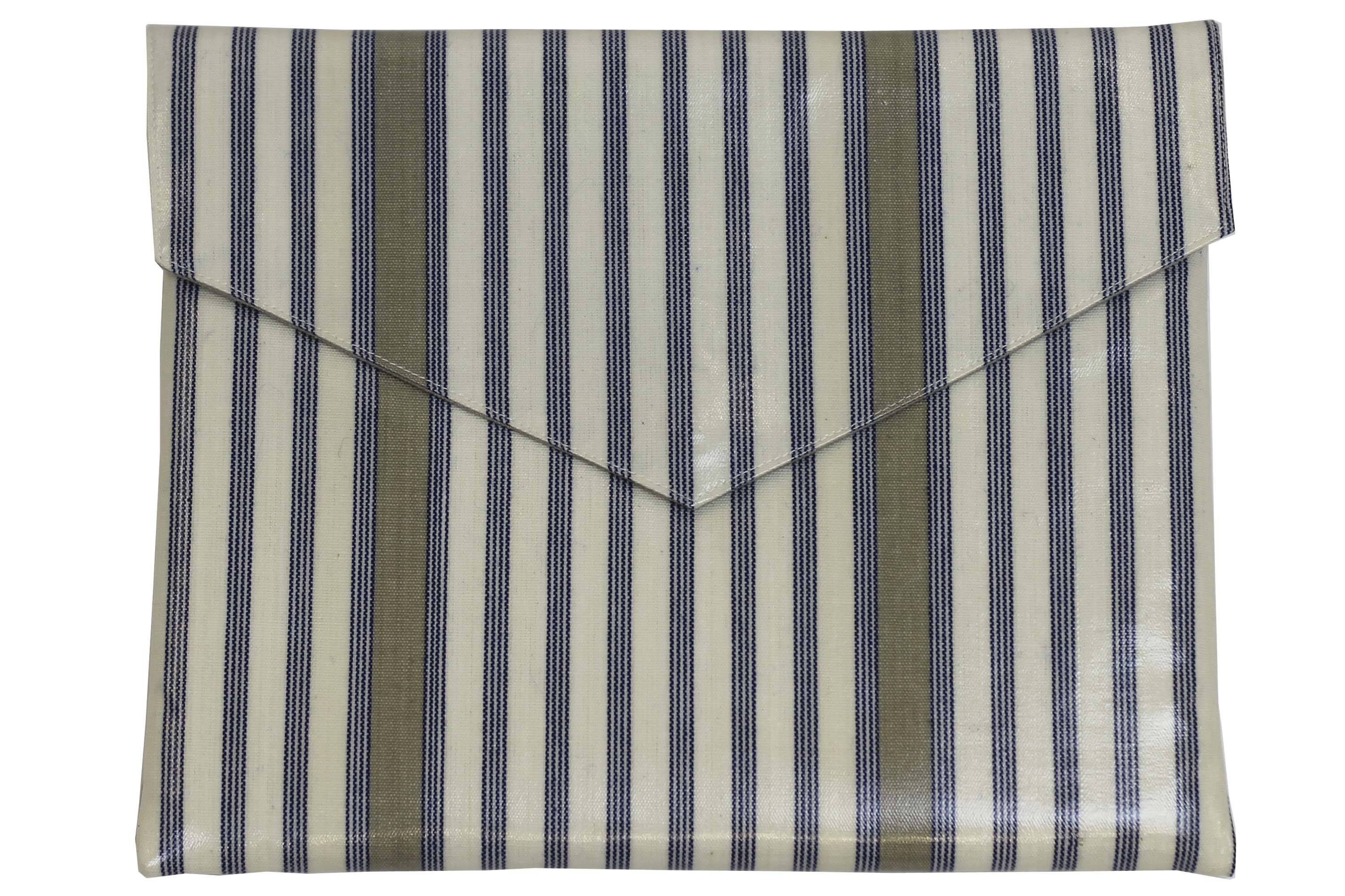 Cream Small PVC Clutch Bags Quoits Stripe