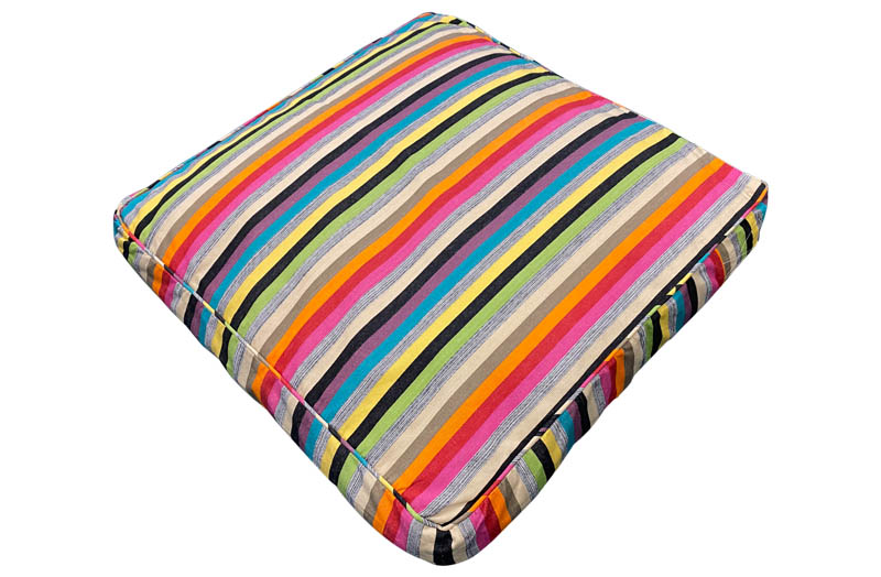 Multi Stripe Large Floor Cushions with Bright Colourful And Neutral Colour Stripes The Stripes Company UK