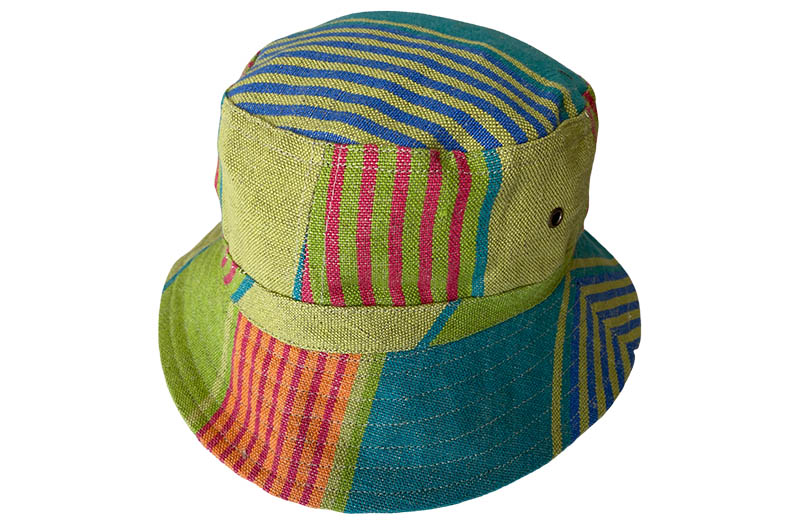 Green Blue Terracotta Striped Linen Bucket Hats The Stripes Company Uk