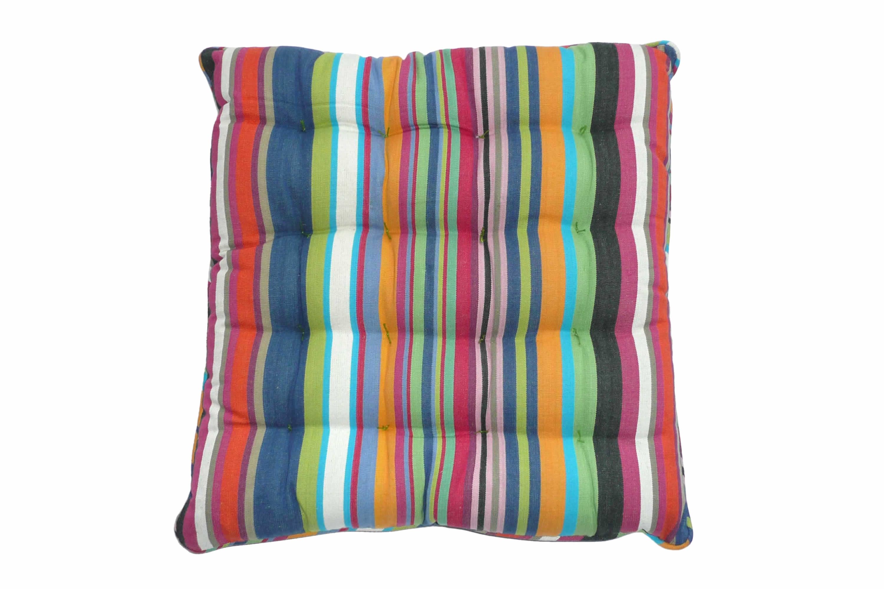 Multi coloured Striped Seat Pads with Piping The Stripes Company UK