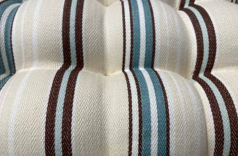 Buttermilk, Brown and Aqua Stripe Ticking Fabric