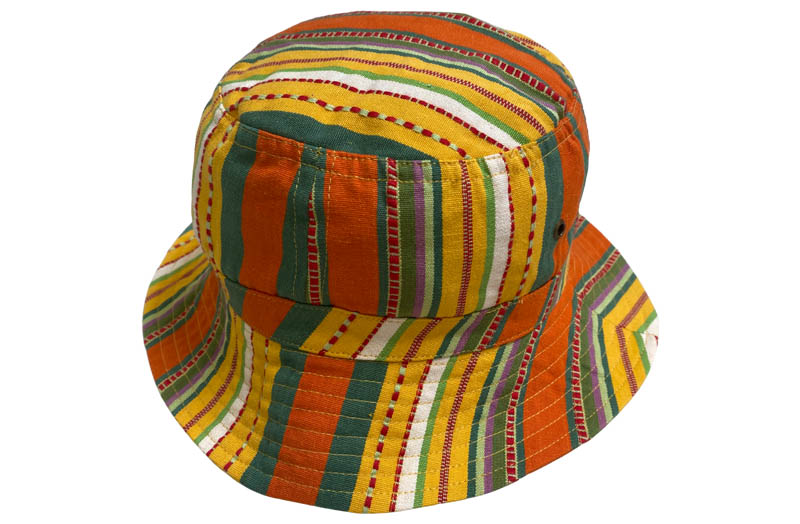 Yellow Orange Green Striped Bucket Hats Stripe Sun Hat large size The Stripes Company UK