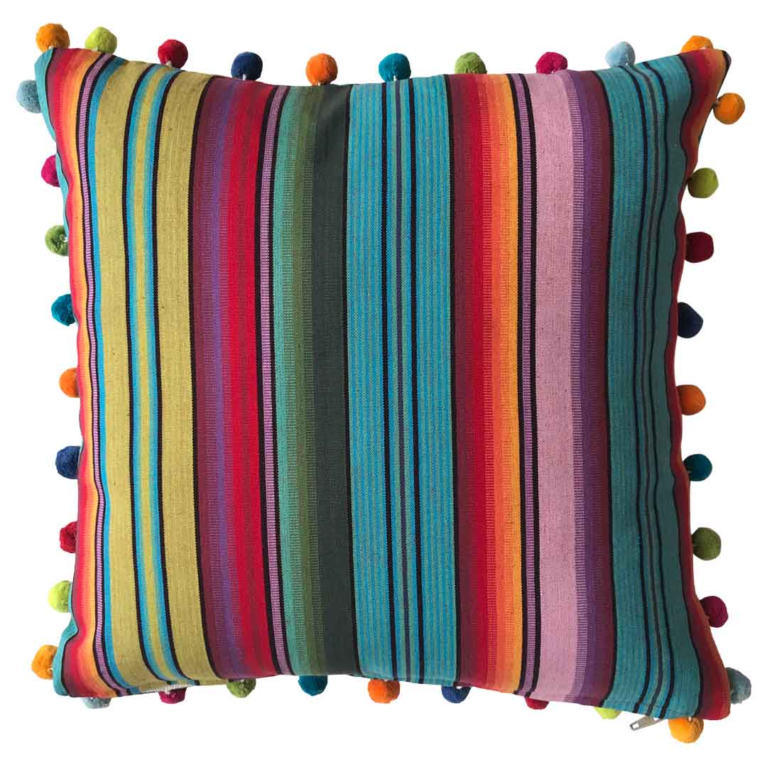 Bespoke Striped Pompom Cushions - The Stripes Company