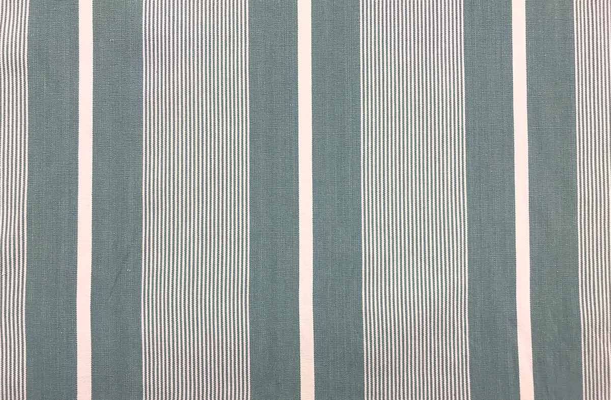 Sevens Teal Pale Striped Fabric | The Stripes Company UK
