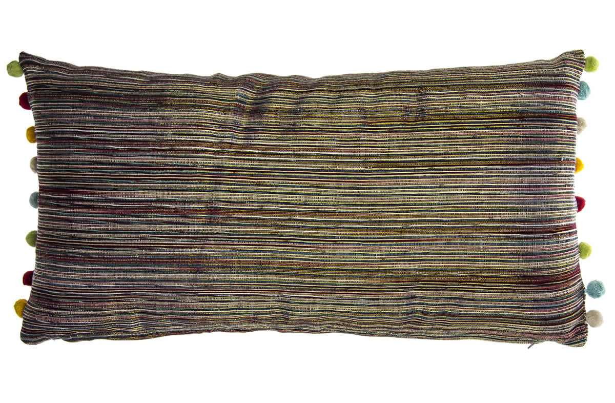 Striped Oblong Cushions with Bobble Fringe | The Stripes Company UK