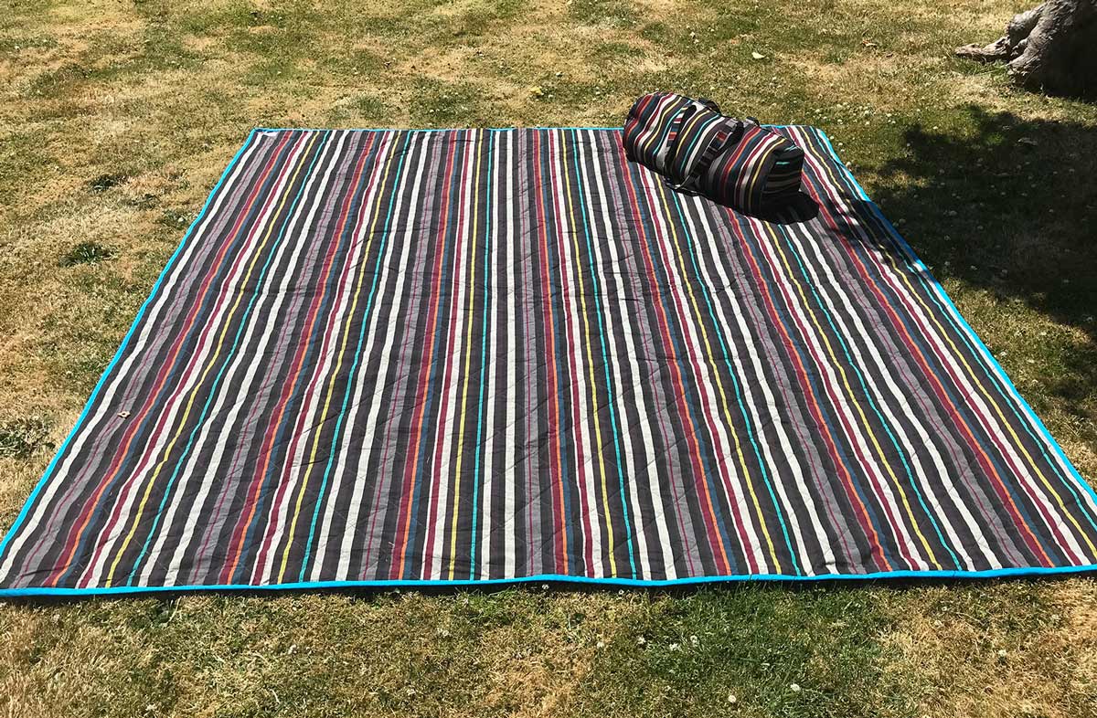 Multi Striped Roll Up Picnic Mat with Carry Bag | The Stripes Company UK