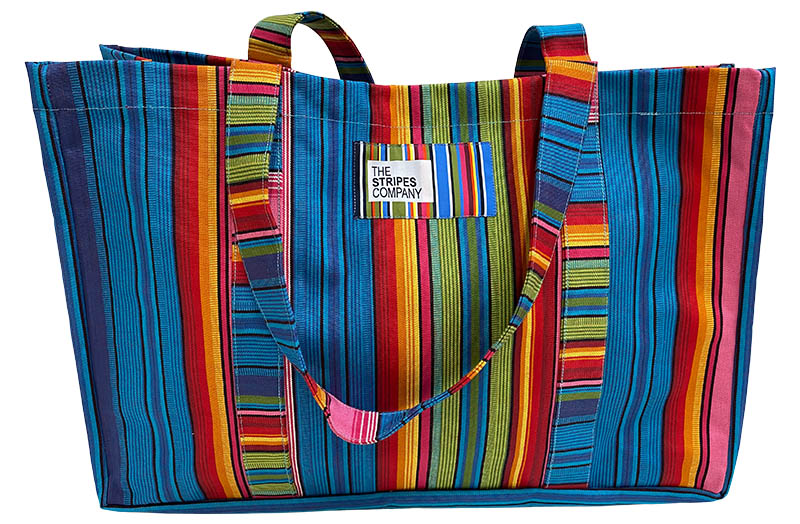 Extra Large Beach Bags Turquoise Blue Pink Stripes