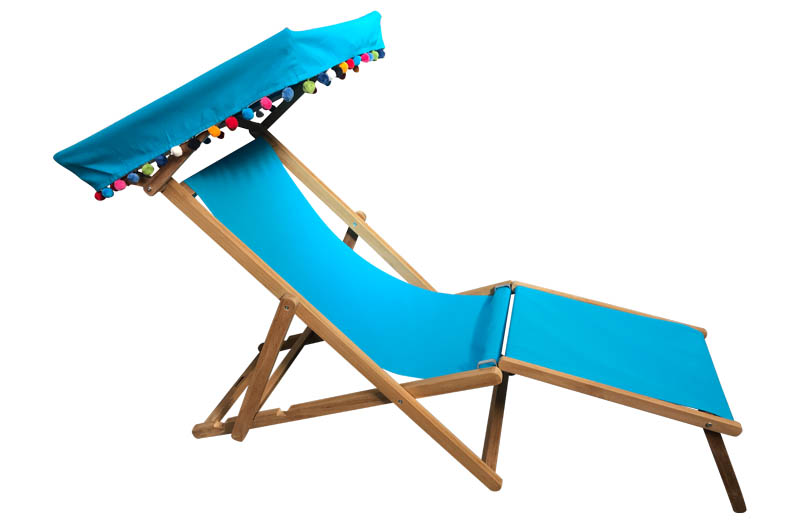 Turquoise Edwardian Deckchairs with Canopy and Footstool