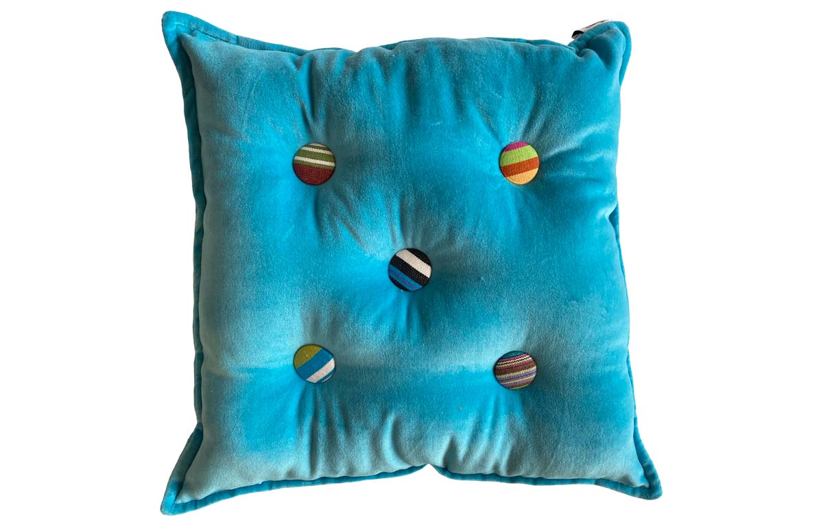 Turquoise Velvet Button Cushions